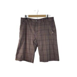 PrAna Mens Plaid Khaki Casual Shorts Size 34